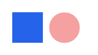 Blue square and partially transparent red circle on a light background
