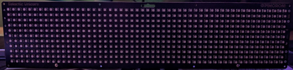 Unicorn-Pi Galactic running on a Pimoroni Galactic Unicorn