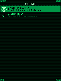 Pico Portal OS Bluetooth Tools menu