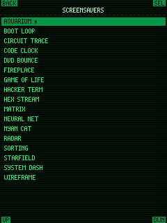 Pico Portal OS Screensavers menu