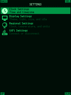 Pico Portal OS Settings menu
