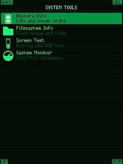Pico Portal OS System Tools menu