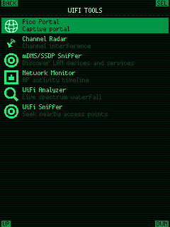 Pico Portal OS WiFi Tools menu